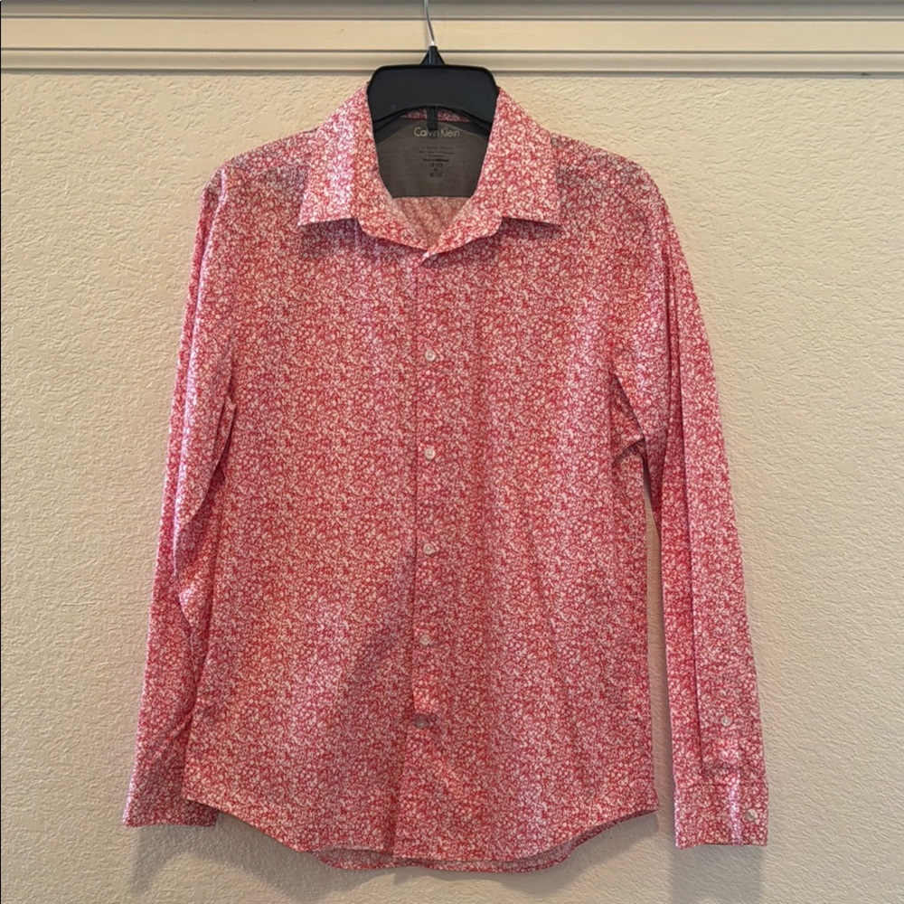 Calvin Klein Men's Red Floral Shirt